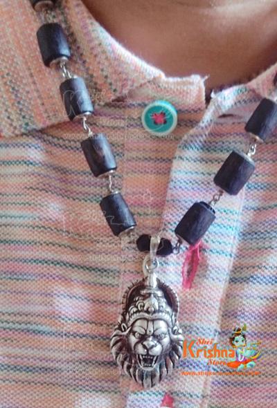 Narsimha Kavach Necklace with Shyma Black Original Tulsi Beads