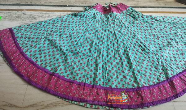 Sky Blue Cotton Flower Designer Gopi Dress Outfit Buy Online