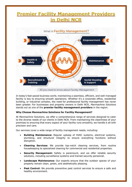 Premier Facility Management Providers in Delhi NCR | PDF