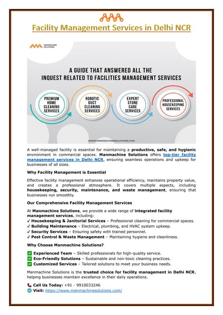 Facility Management Services in Delhi NCR | PDF