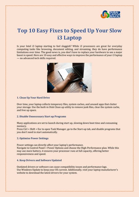 Top 10 Easy Fixes to Speed Up Your Slow i3 Laptop | PDF