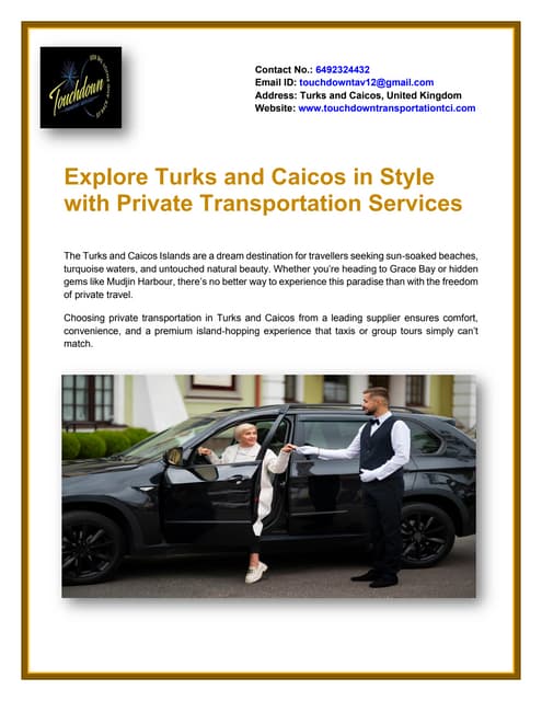 Explore Turks and Caicos in Style with Private Transportation Services | PDF