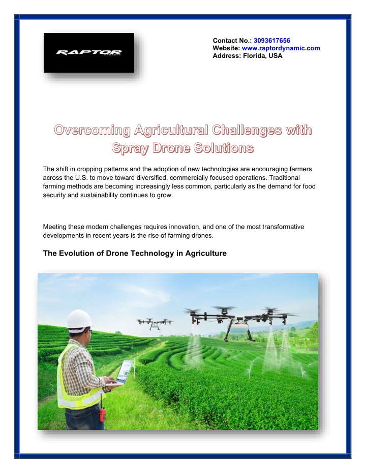 PPT - Overcoming Agricultural Challenges with Spray Drone Solutions PowerPoint Presentation - ID:14313133