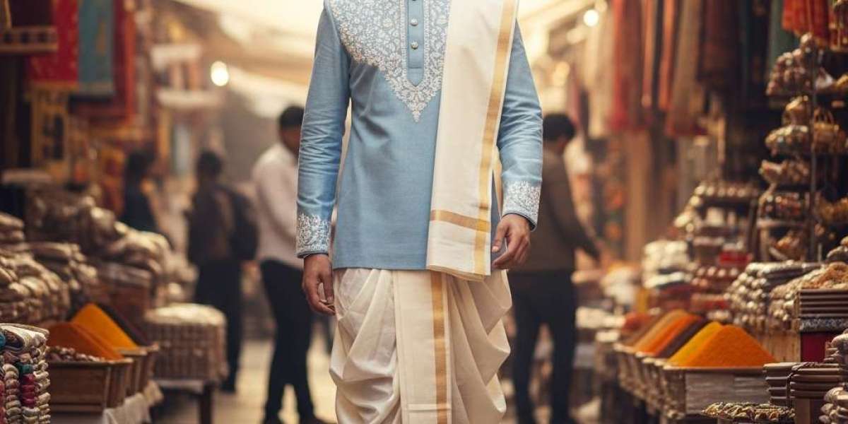 Royal Drapes for the Groom: Buy Wedding Dhoti for Men