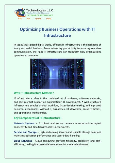 Optimizing Business Operations with IT Infrastructure | PDF