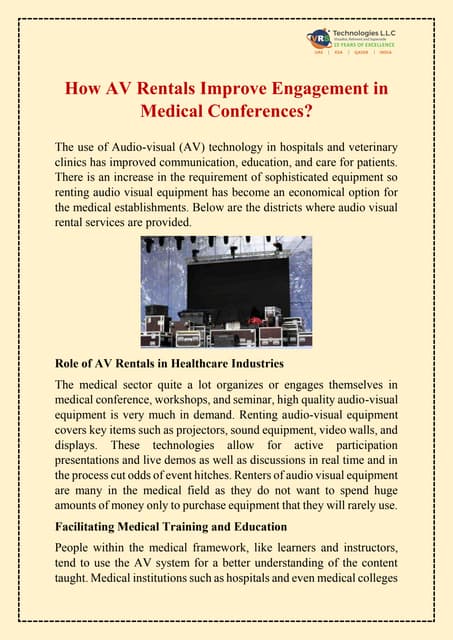How AV Rentals Improve Engagement in Medical Conferences? | PDF