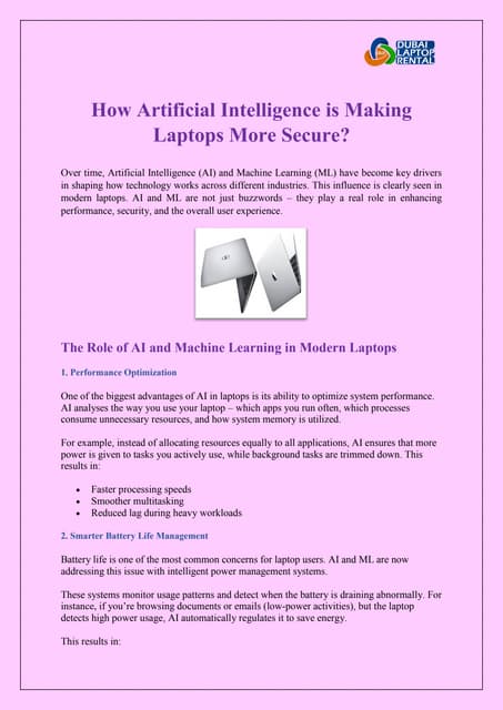 How Artificial Intelligence is Making Laptops More Secure? | PDF