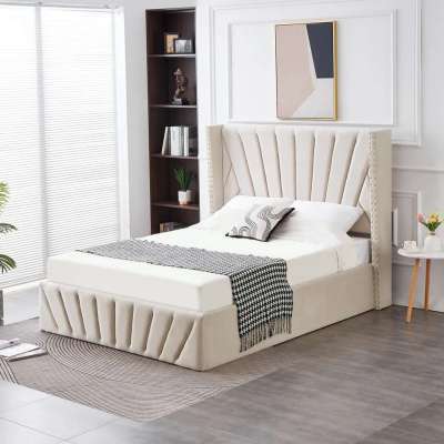 Allure Velvet Gas Lift Bed - Beige Profile Picture