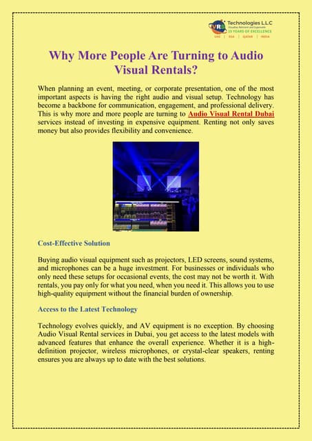 Why More People Are Turning to Audio Visual Rentals? | PDF