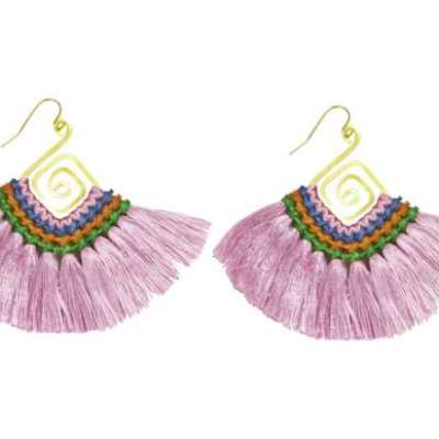 Handmade Earring Cotton Tassel Colourful Brass Spiral Shape Profile Picture