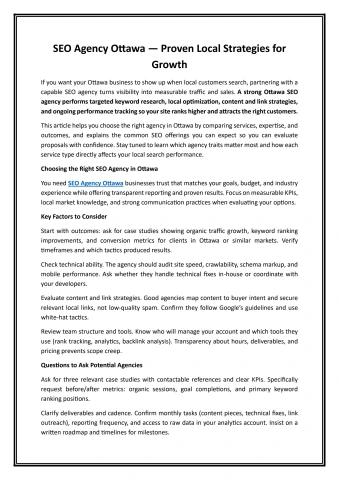 SEO Agency Ottawa — Proven Local Strategies for Growth