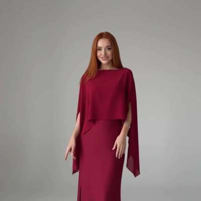 Maroon Cape Gown By Tivae Profile Picture